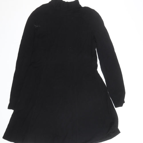 Next Women Black Size 18 A-Line Long Sleeve High Neck Jersey Dress