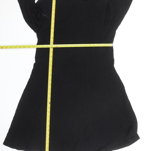 Next Women Black Size 18 A-Line Long Sleeve High Neck Jersey Dress