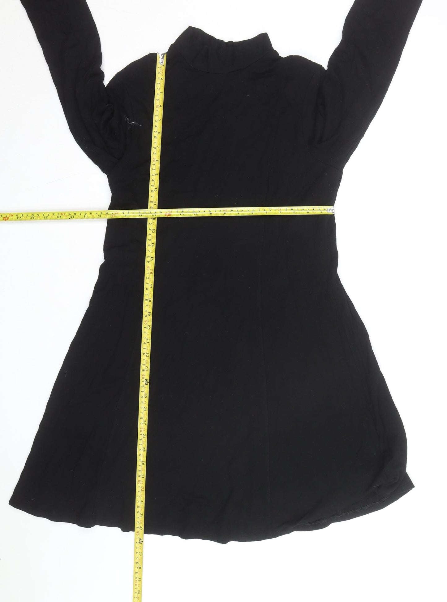 Next Women Black Size 18 A-Line Long Sleeve High Neck Jersey Dress
