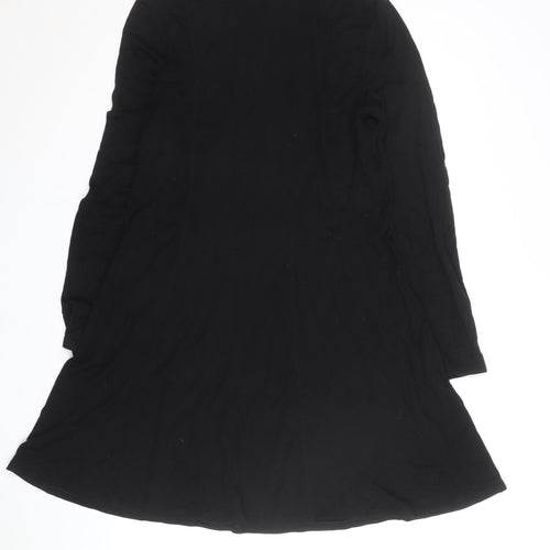 Next Women Black Size 18 A-Line Long Sleeve High Neck Jersey Dress