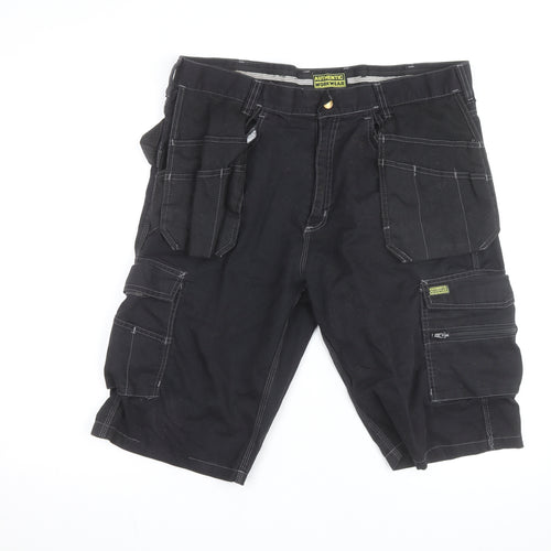 Authentic Workwear Men's Black Cargo Shorts L 36in Durable Pockets