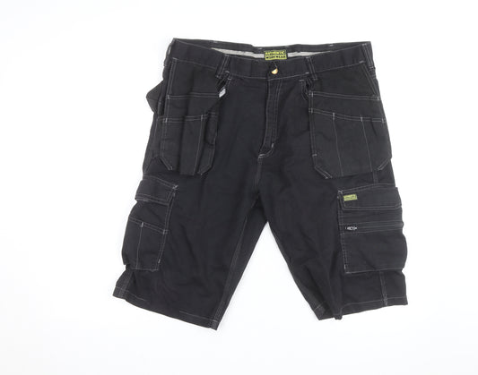 Authentic Workwear Men's Black Cargo Shorts L 36in Durable Pockets