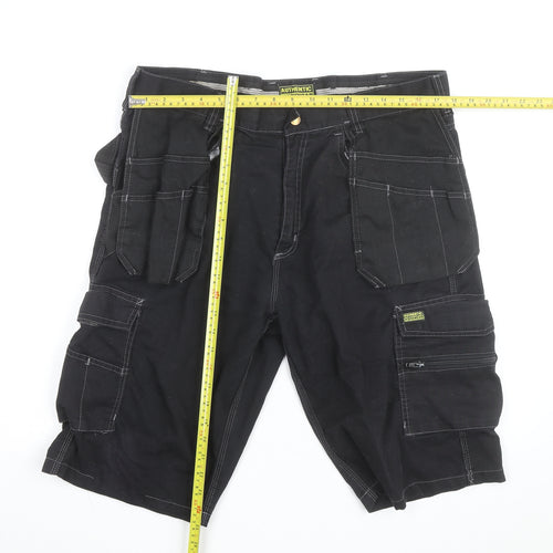 Authentic Workwear Men's Black Cargo Shorts L 36in Durable Pockets