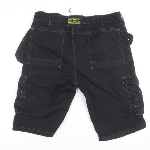 Authentic Workwear Men's Black Cargo Shorts L 36in Durable Pockets