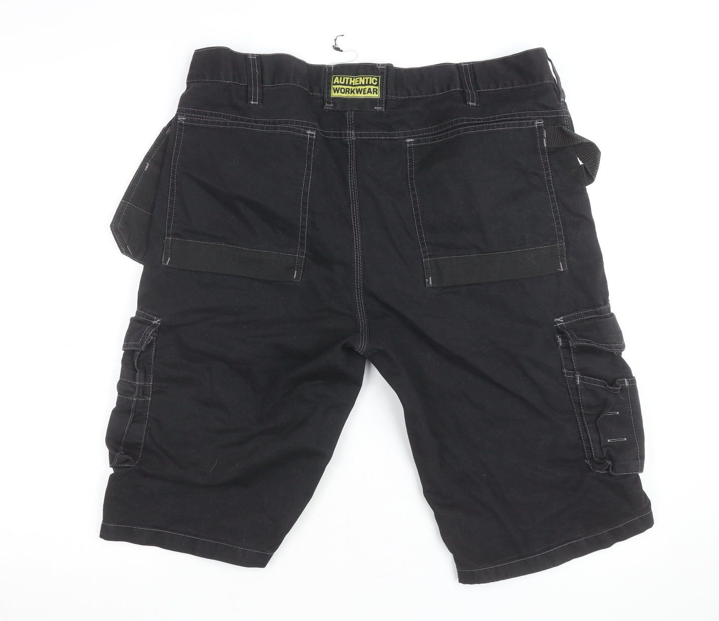 Authentic Workwear Men's Black Cargo Shorts L 36in Durable Pockets