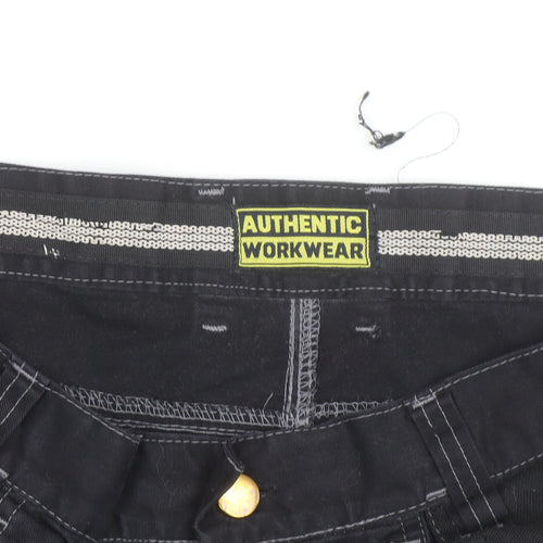 Authentic Workwear Men's Black Cargo Shorts L 36in Durable Pockets