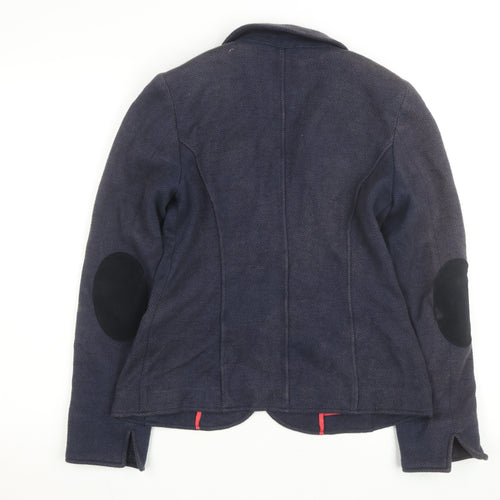 Joules Women's Navy Wool Blend Herringbone Blazer Size 10 Slim Fit