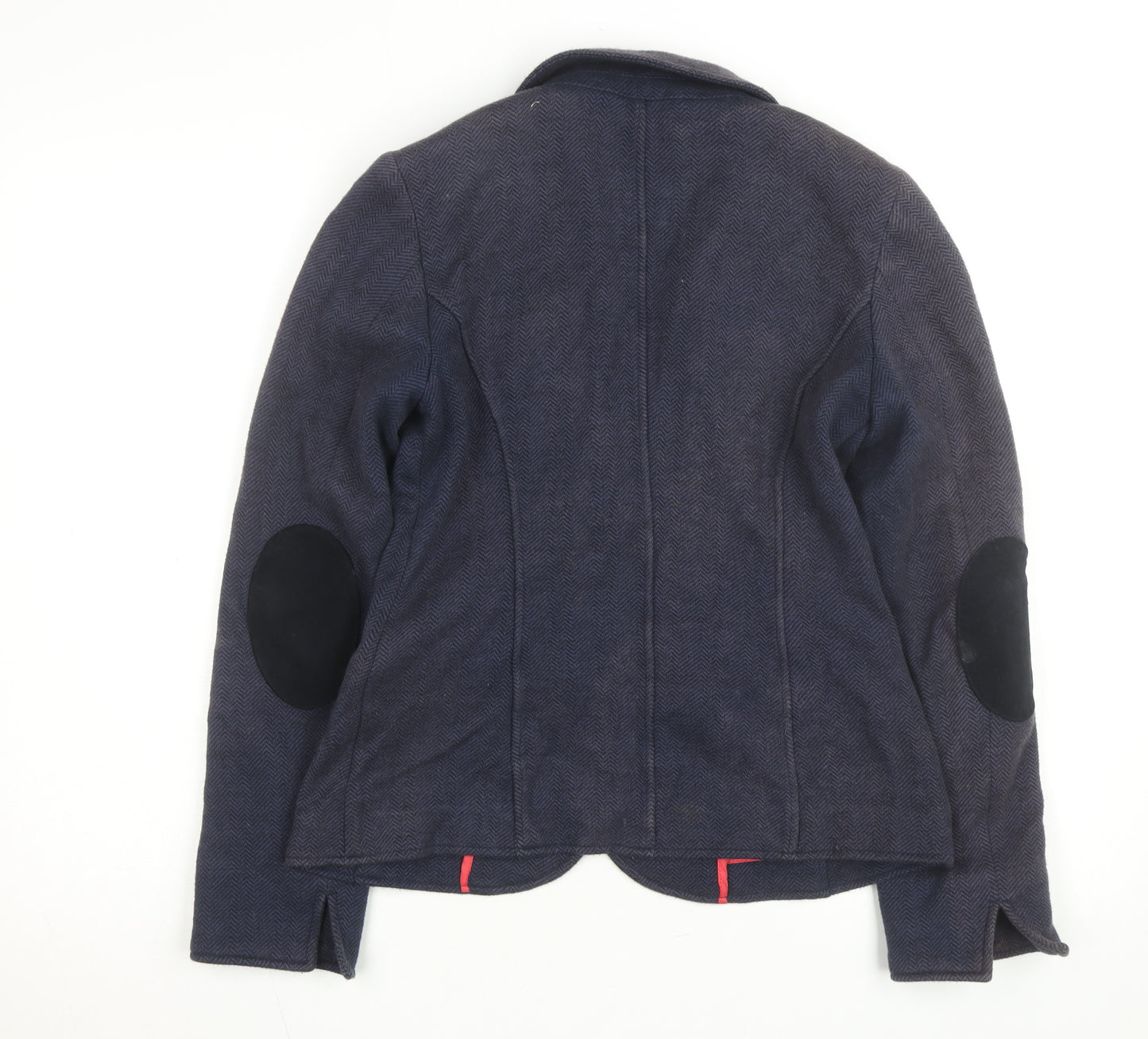 Joules Women's Navy Wool Blend Herringbone Blazer Size 10 Slim Fit