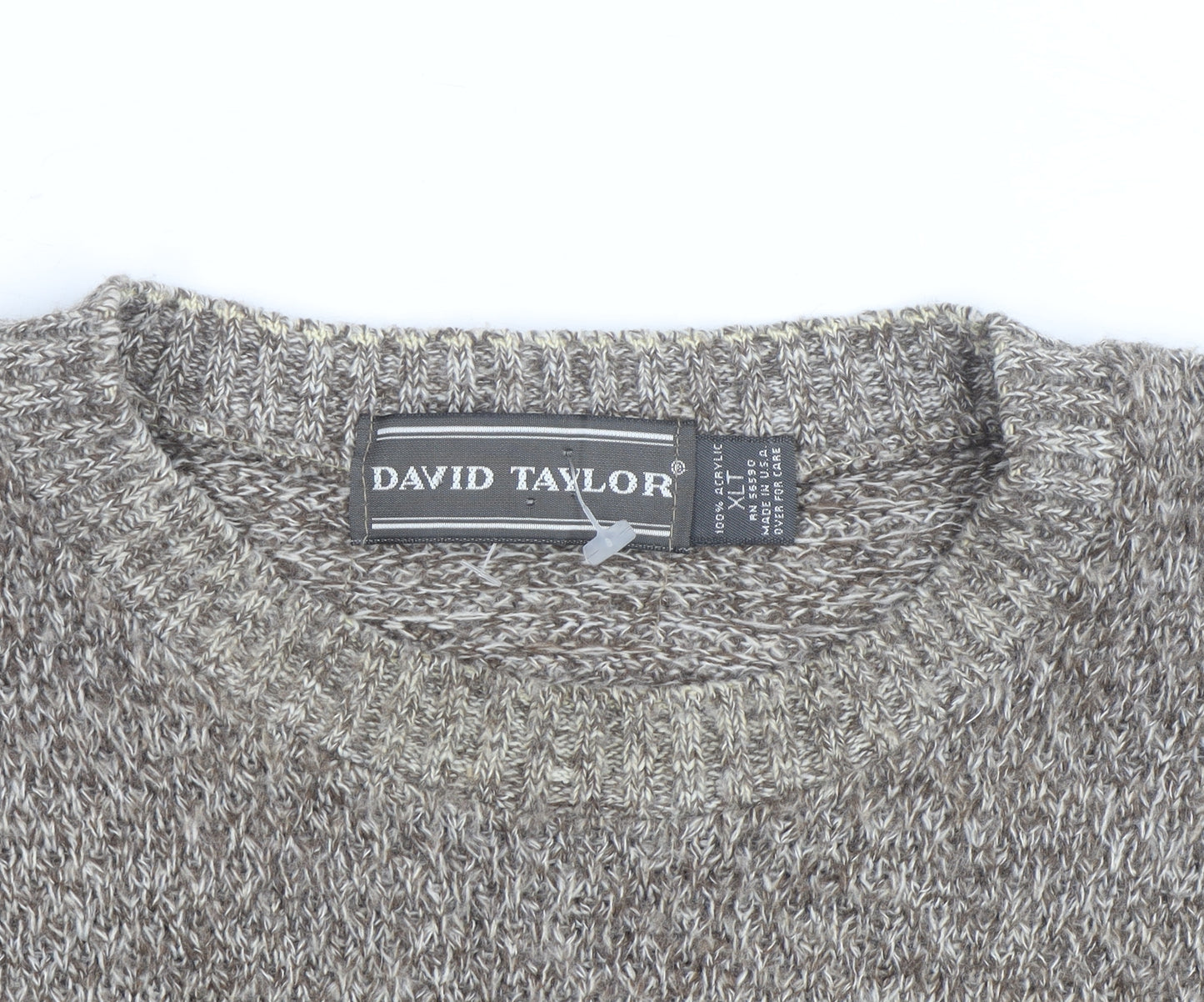 David Taylor Men's Brown Fair Isle Crew Neck Acrylic Jumper L