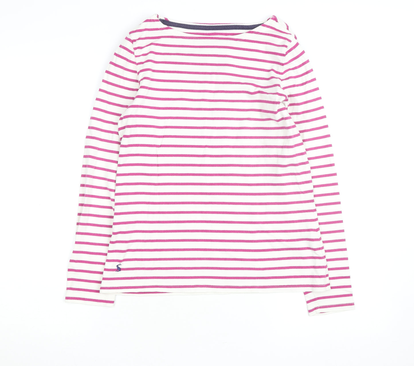 Joules Women's Pink Striped Long Sleeve Cotton T-Shirt Size S