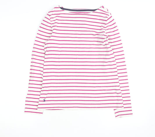 Joules Women's Pink Striped Long Sleeve Cotton T-Shirt Size S