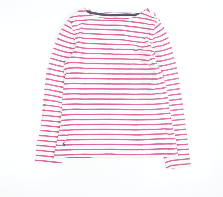 Joules Women's Pink Striped Long Sleeve Cotton T-Shirt Size S