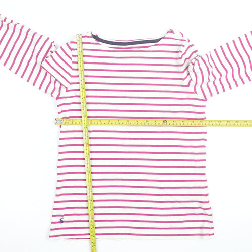 Joules Women's Pink Striped Long Sleeve Cotton T-Shirt Size S