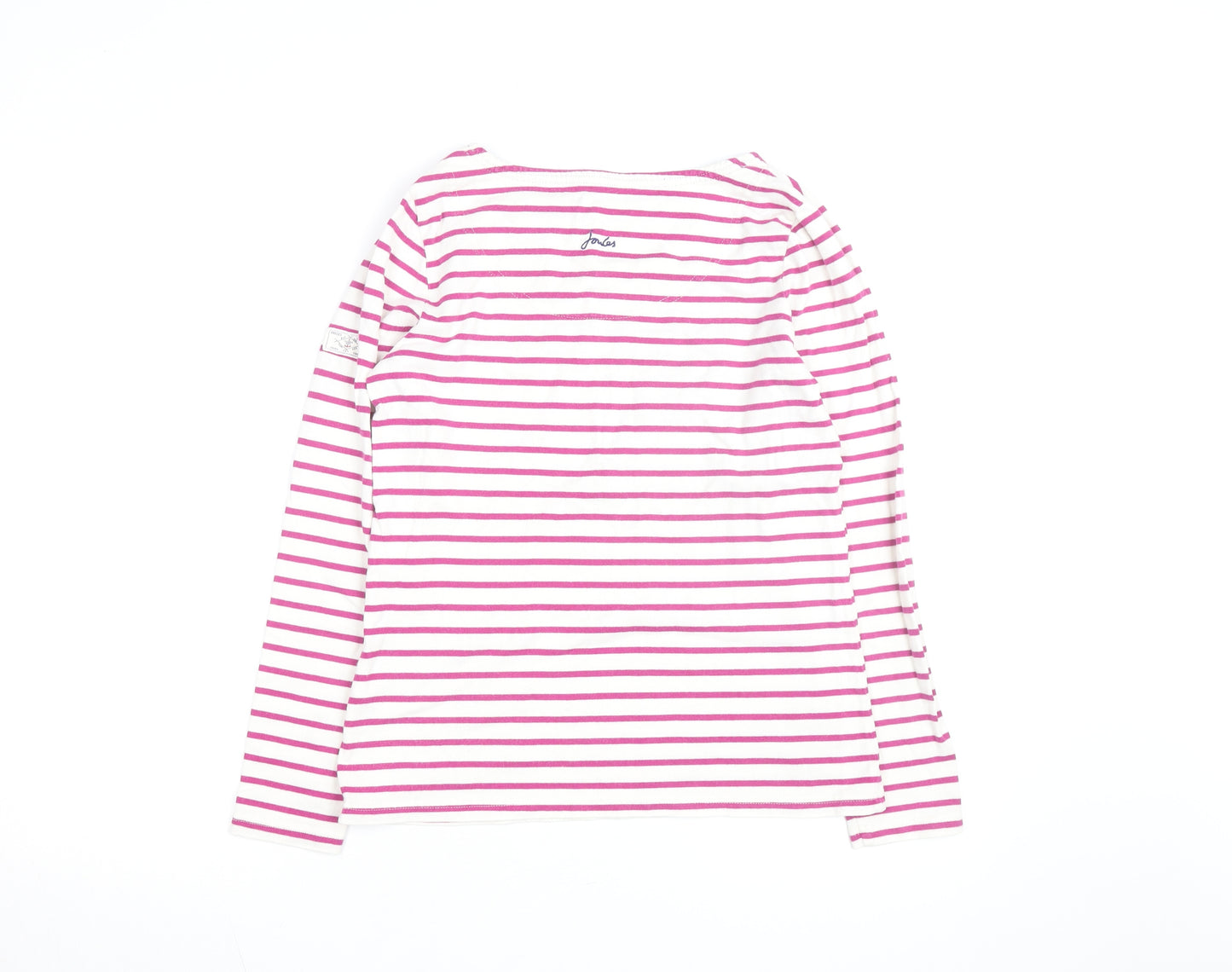Joules Women's Pink Striped Long Sleeve Cotton T-Shirt Size S
