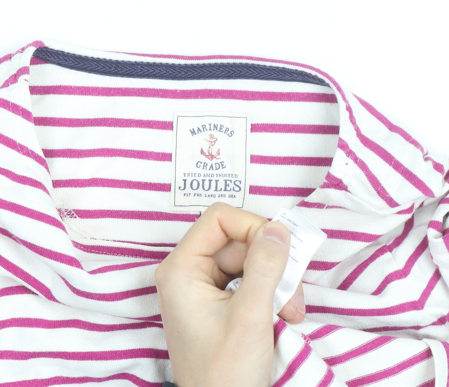 Joules Women's Pink Striped Long Sleeve Cotton T-Shirt Size S