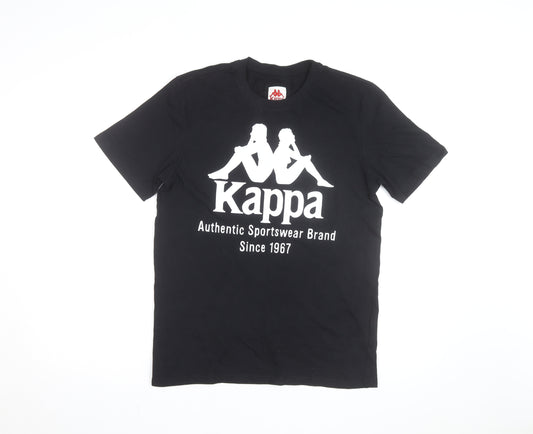 Kappa Men's Black Small Logo Sports Graphic Cotton T-Shirt