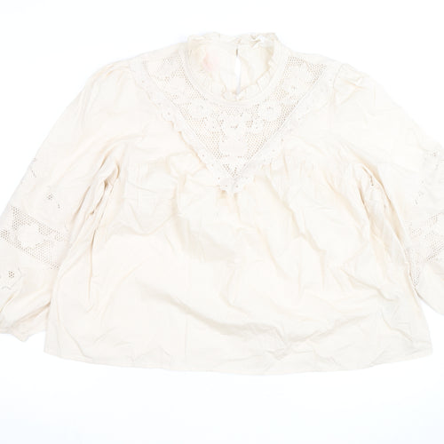 Marks and Spencer Per Una Ivory Cotton Embroidered Tunic Blouse Women’s Size 16
