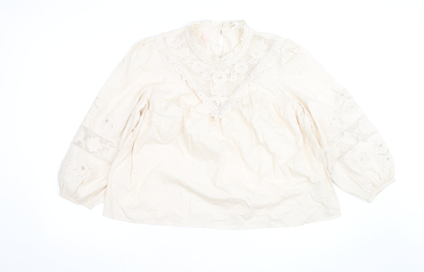Marks and Spencer Per Una Ivory Cotton Embroidered Tunic Blouse Women’s Size 16