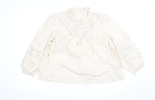 Marks and Spencer Per Una Ivory Cotton Embroidered Tunic Blouse Women’s Size 16