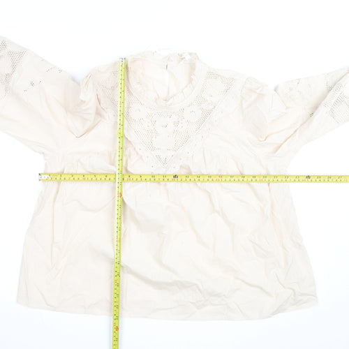 Marks and Spencer Per Una Ivory Cotton Embroidered Tunic Blouse Women’s Size 16