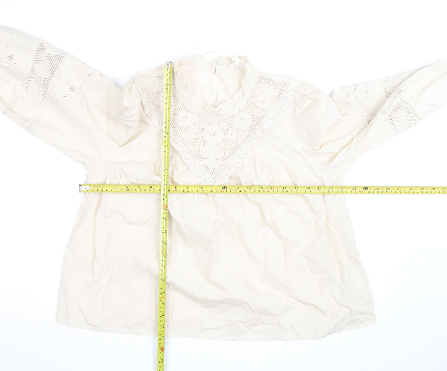 Marks and Spencer Per Una Ivory Cotton Embroidered Tunic Blouse Women’s Size 16