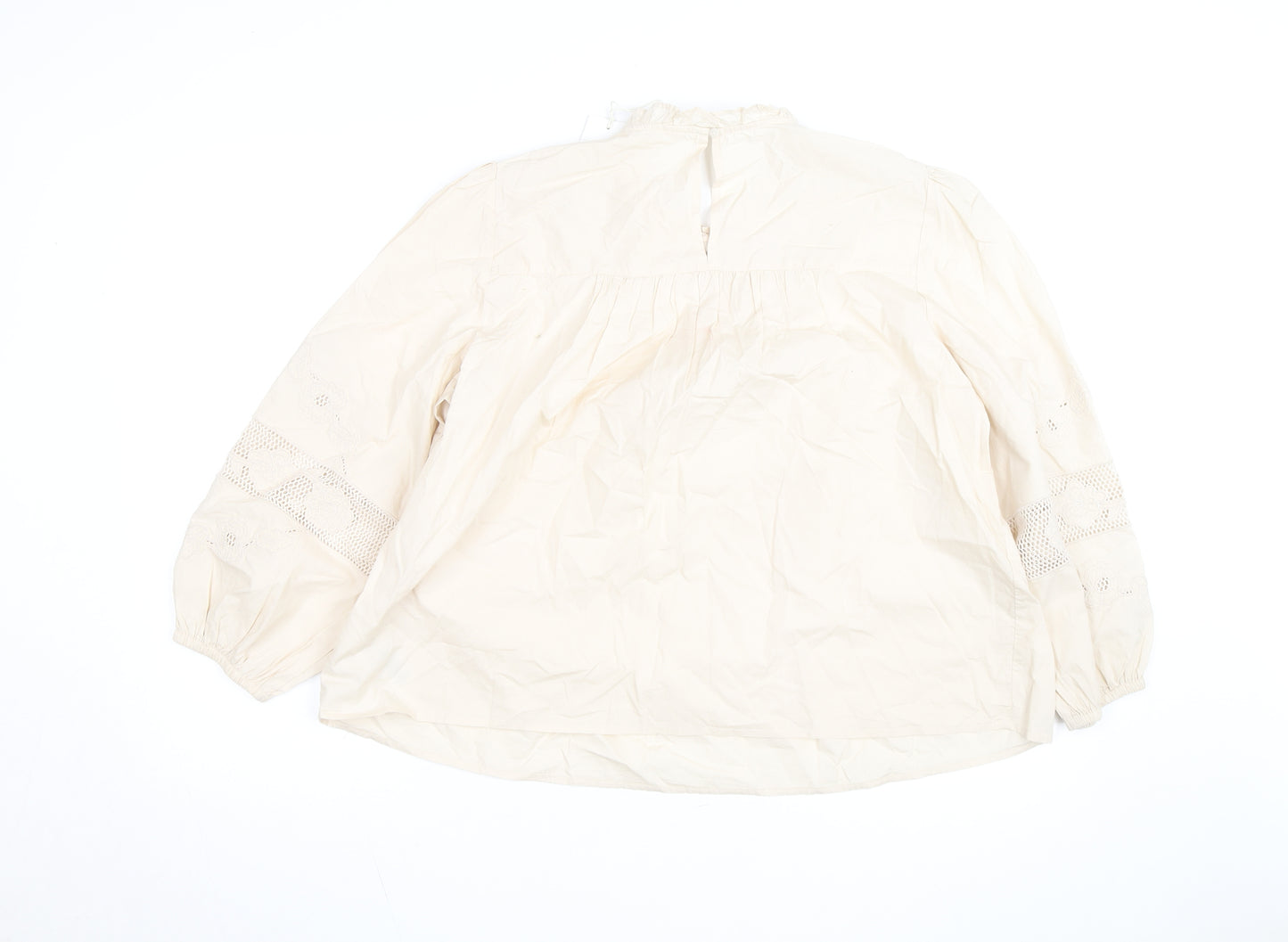 Marks and Spencer Per Una Ivory Cotton Embroidered Tunic Blouse Women’s Size 16