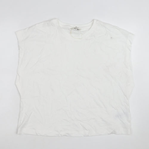 Marks and Spencer Women's White Cotton Sleeveless T-Shirt Size 16
