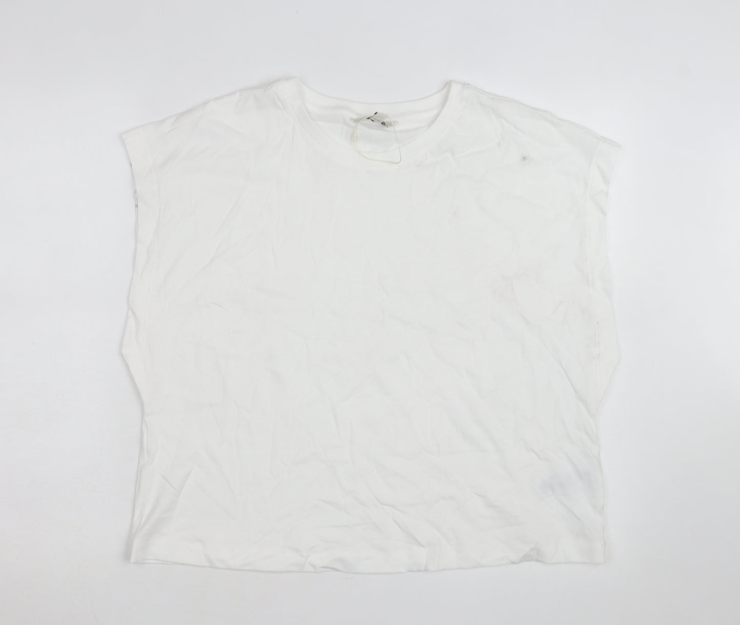 Marks and Spencer Women's White Cotton Sleeveless T-Shirt Size 16