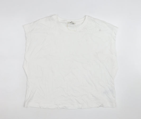 Marks and Spencer Women's White Cotton Sleeveless T-Shirt Size 16
