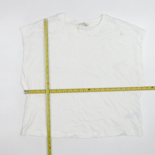 Marks and Spencer Women's White Cotton Sleeveless T-Shirt Size 16