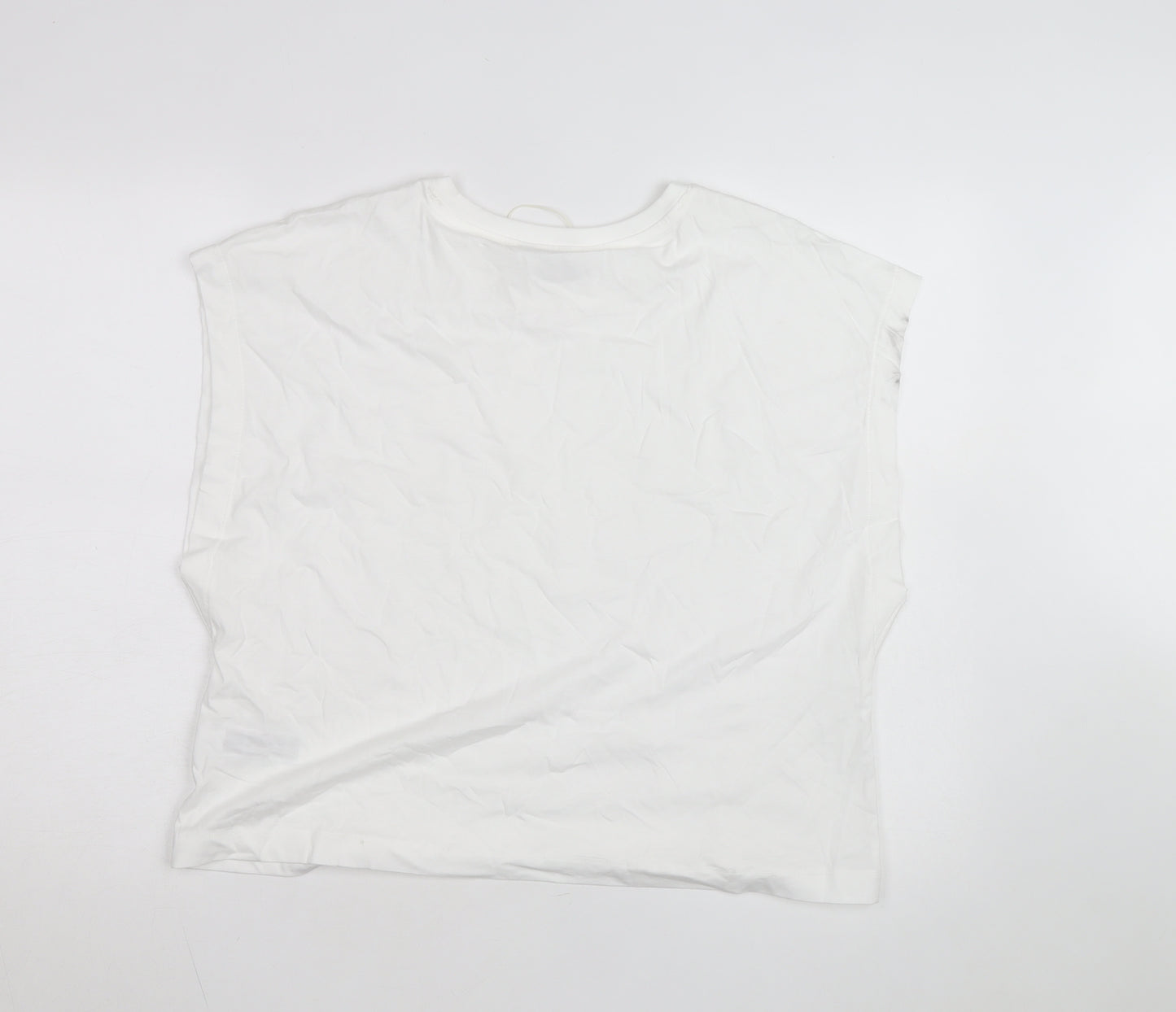 Marks and Spencer Women's White Cotton Sleeveless T-Shirt Size 16