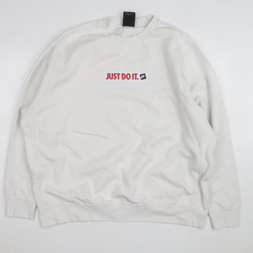 Nike Men's White 2XL Pullover Crew Neck Sweatshirt Just Do It Logo