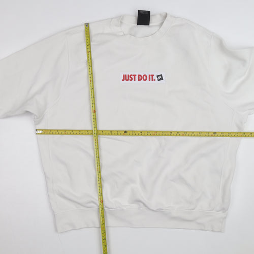 Nike Men's White 2XL Pullover Crew Neck Sweatshirt Just Do It Logo