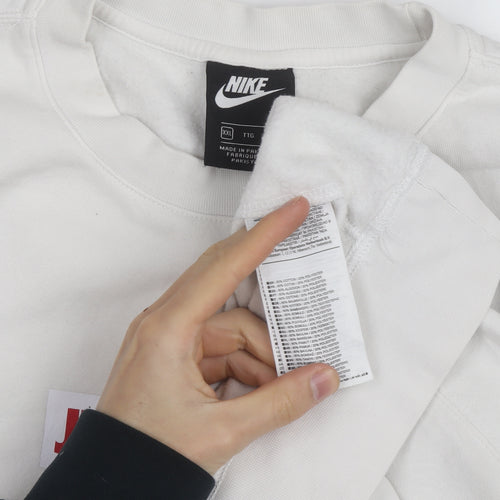Nike Men's White 2XL Pullover Crew Neck Sweatshirt Just Do It Logo