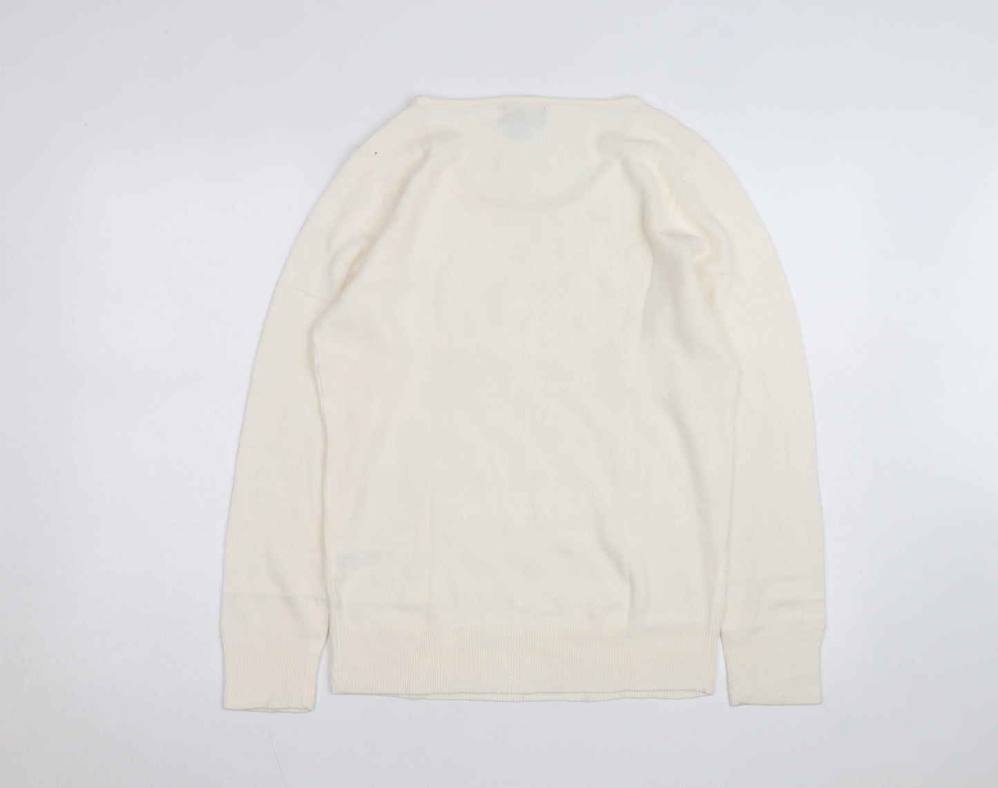 Laura Scott Women’s Ivory Beaded Knit Pullover Jumper Size M
