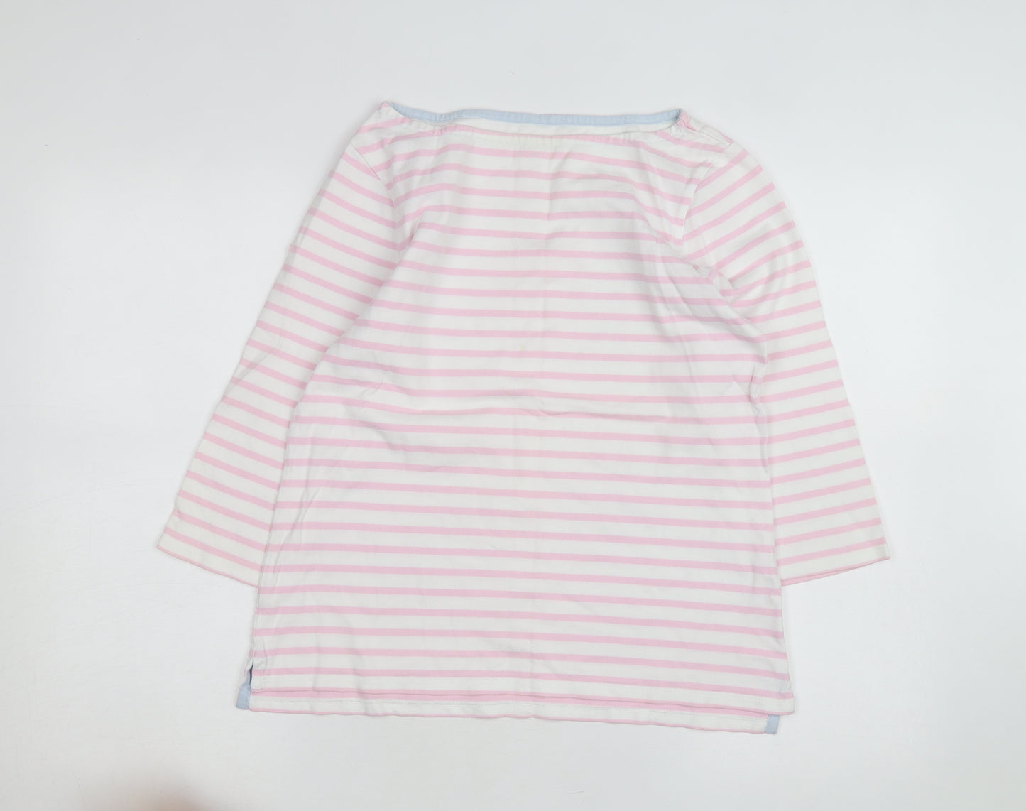 Tyrwhitt Women's Pink White Striped Cotton Pullover Jumper M
