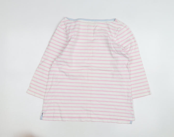 Tyrwhitt Women's Pink White Striped Cotton Pullover Jumper M