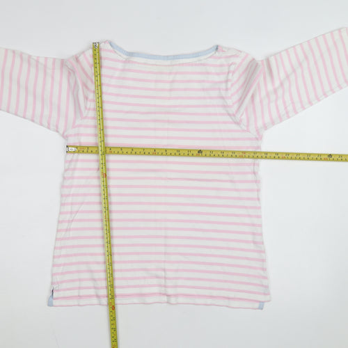 Tyrwhitt Women's Pink White Striped Cotton Pullover Jumper M