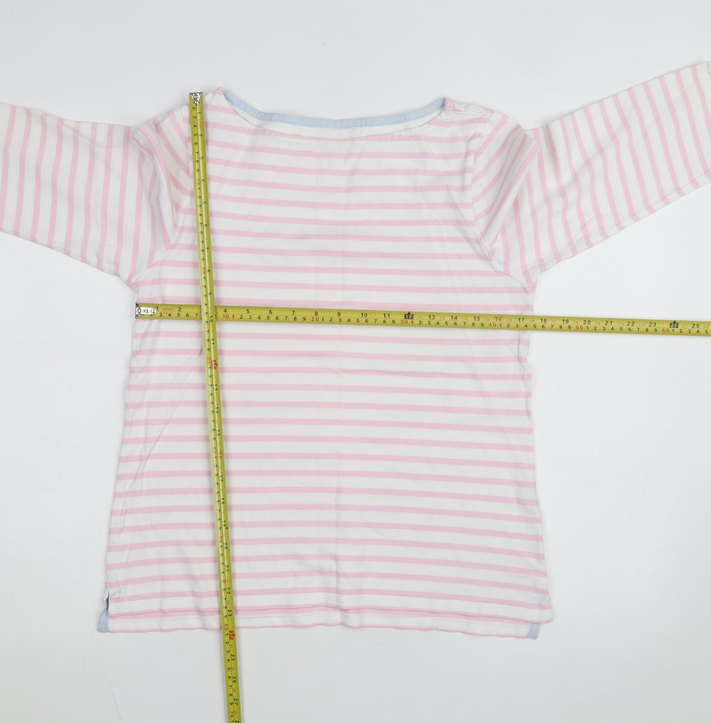 Tyrwhitt Women's Pink White Striped Cotton Pullover Jumper M