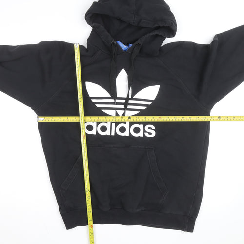 Adidas Mens Black Pullover Hoodie Size L Logo Sportswear