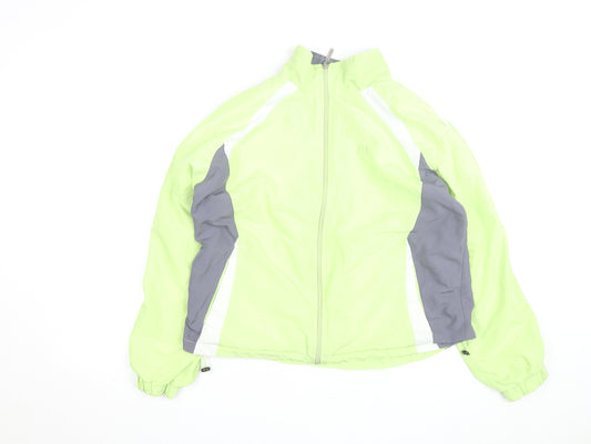 Front view of Wilson Men's Green Grey Full Zip Windbreaker Jacket, size L, Polyester