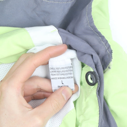 Wilson Men's Green Grey Full Zip Windbreaker Jacket Size L Polyester