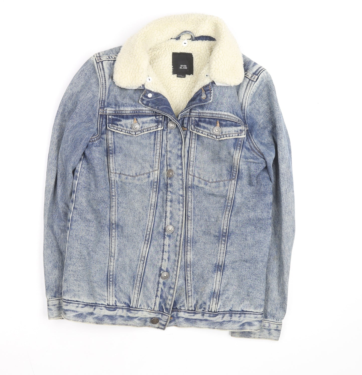 River Island Girls Blue Denim Sherpa Lined Jacket 11-12 Years