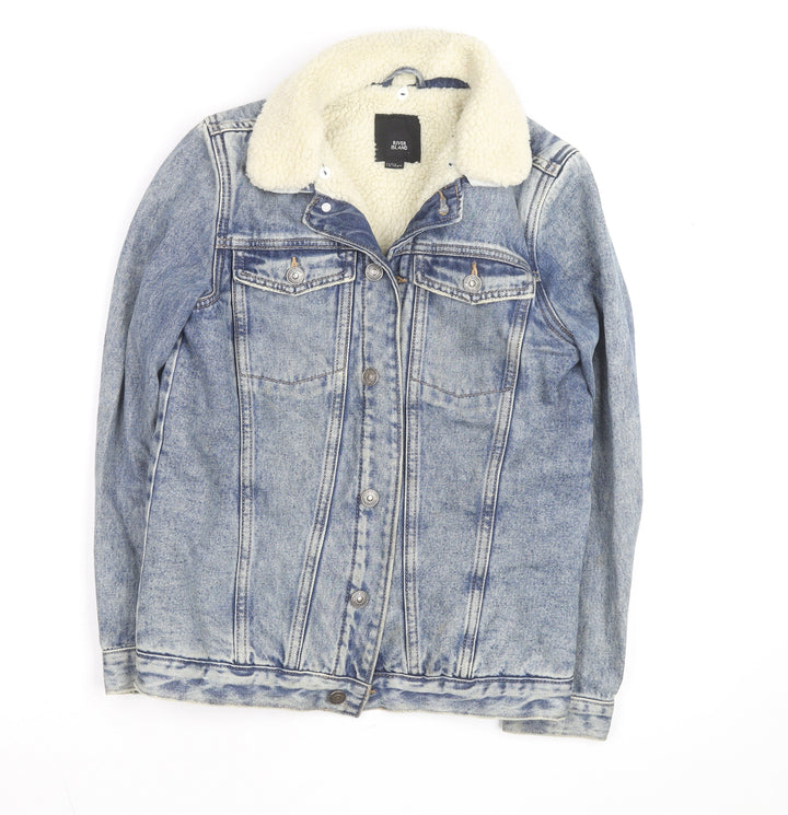 River Island Girls Blue Denim Sherpa Lined Jacket 11-12 Years