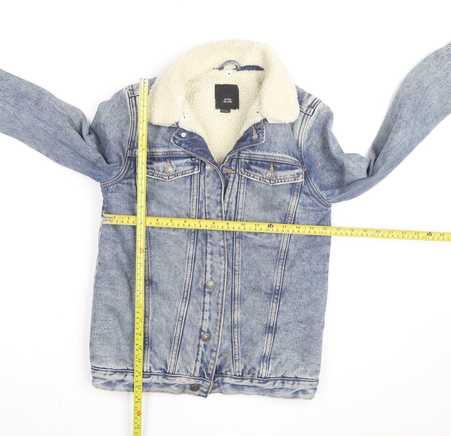 River Island Girls Blue Denim Sherpa Lined Jacket 11-12 Years