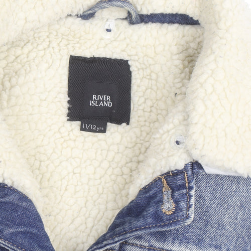 River Island Girls Blue Denim Sherpa Lined Jacket 11-12 Years