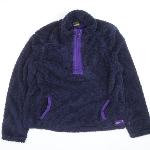 Gelert Women Navy Fleece Pullover Hoodie Size 14 Half Zip Warm Outdoor Top