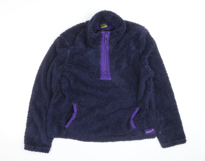 Gelert Women Navy Fleece Pullover Hoodie Size 14 Half Zip Warm Outdoor Top