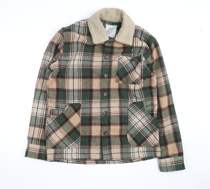Percival Men's Green Check Sherpa Lined Flannel Jacket L