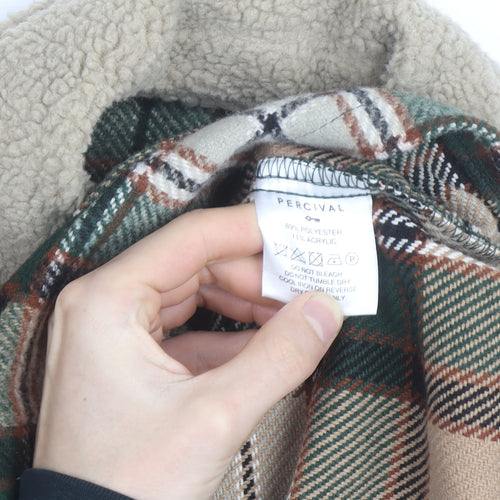 Percival Men's Green Check Sherpa Lined Flannel Jacket L